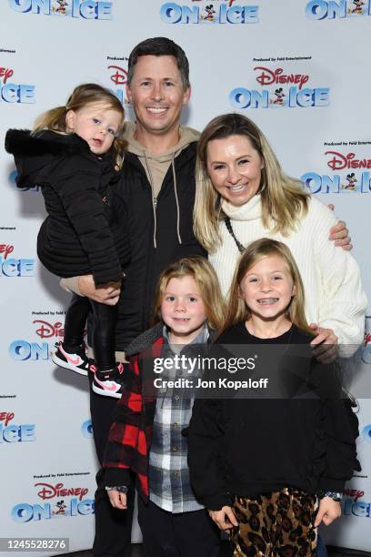 Beverley Mitchell , husband Michael Cameron , daughters Kenzie and Mayzel, and son Hutton arrive as Disney On Ice presents Road Trip Adventures at...