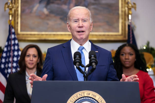 President Joe Biden speaks on the release of Olympian and WNBA player Brittney Griner from Russian custody, in the Roosevelt Room at the White House...