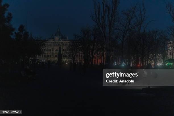 People continue their life with darkness after an energy cut occurred due to kamikaze drone attack in Odessa, Ukraine as Russia-Ukraine war continues...