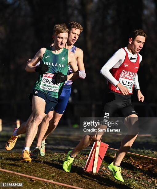 Piemonte , Italy - 11 December 2022; Nicholas Griggs of Ireland, left, on his way to finishing second in the U20 men's 6000m during the SPAR European...