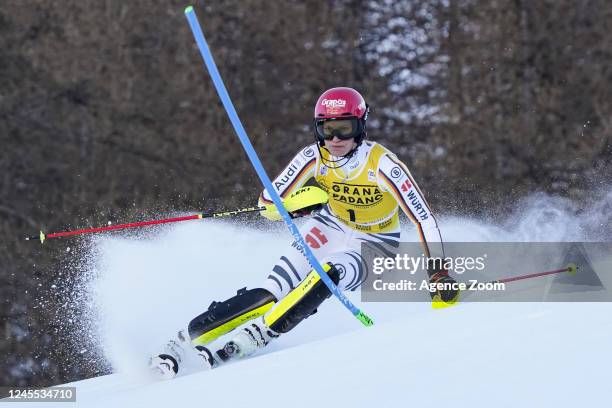 Lena Duerr of Team Germany competes during the Audi FIS Alpine Ski World Cup Women's Slalom on December 11, 2022 in Sestriere, Italy.