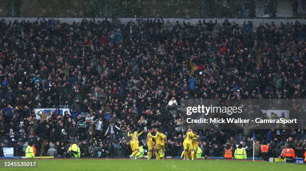Preston North End's Greg Cunningham celebrates scoring his side's fourth goal during the Sky Bet Championship between Blackburn Rovers and Preston...