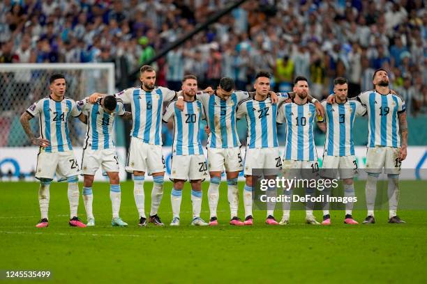 Players of Argentina during the FIFA World Cup Qatar 2022 quarter final match between Netherlands and Argentina at Lusail Stadium on December 9, 2022...