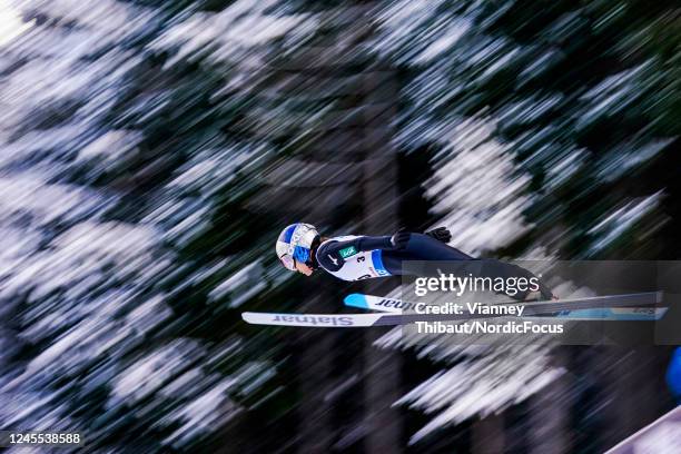 Sara Takanashi of Japan competes during the Individual HS142 at the FIS World Cup Ski Jumping Women Titisee-Neustadt on December 11, 2022 in...