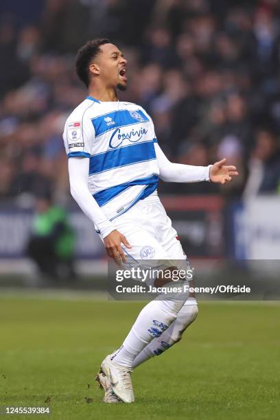 Chris Willock of Queens Park Rangers reacts during the Sky Bet Championship between Queens Park Rangers and Burnley at Loftus Road on December 11,...