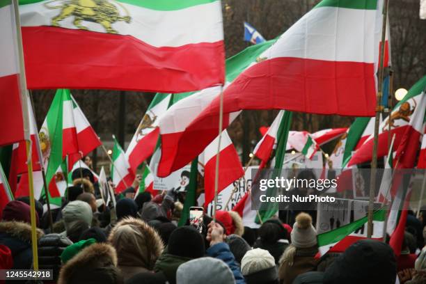 Iranian-Canadians and their supporters protested on the International Human Rights Day against the Iranian Islamic regime in Toronto, Canada on...