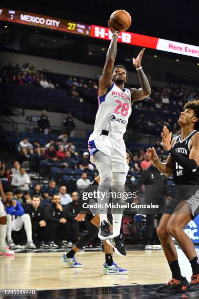 Alfonzo McKinnie of the Mexico City Capitanes shoots the ball against the Austin Spurs on December 11, 2022 at Sames Auto Arena , Laredo Texas. NOTE...