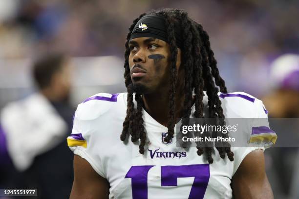 Minnesota Vikings wide receiver K.J. Osborn is seen during the first half of an NFL football game against the Detroit Lions in Detroit, Michigan USA,...