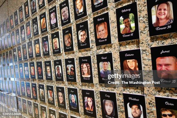 The Faces of Fentanyl gallery of photos of fentanyl victims are seen at the DEA Headquarters in Arlington, Virginia, Thursday, December 8, 2022.