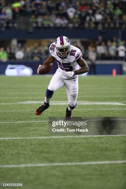 Buffalo Bills running back LeSean McCoy runs with the ball in action during an NFL game between the Seattle Seahawks and the Buffalo Bills, Monday,...