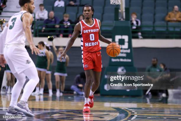 Detroit Mercy Titans guard Antoine Davis with the basketball during the first half of the men's college basketball game between the Detroit Titans...