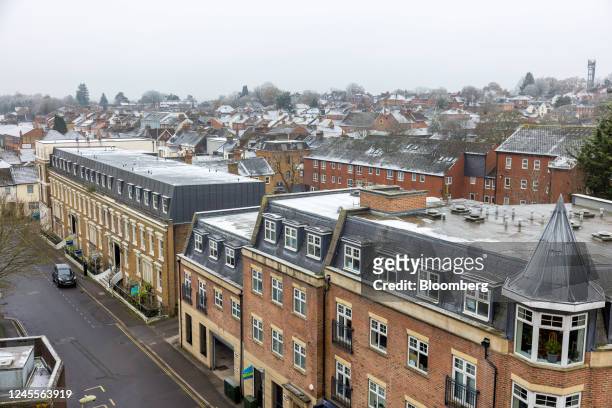 Block of residential flats in Aldershot, UK, Monday, Dec. 12, 2022. UK power prices for Monday jumped to record levels as freezing temperatures are...
