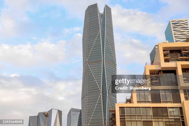 The Public Investment Fund tower, center, in the King Abdullah Financial District in Riyadh, Saudi Arabia, on Tuesday, Dec. 6, 2022. The Saudi...