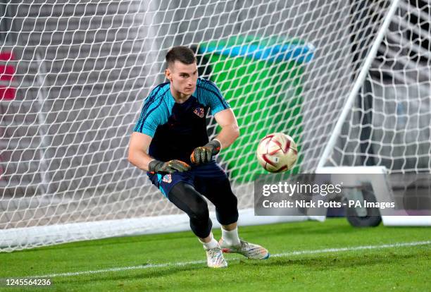 Croatia goalkeeper Dominik Livakovic during a training session at Al Ersal Training Site 3, Doha, Qatar. Picture date: Monday December 12, 2022.