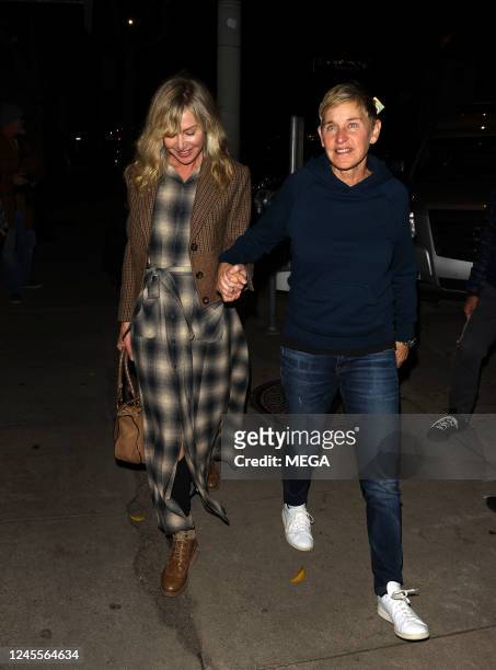 Portia De Rossi and Ellen DeGeneres are seen arriving at Craigs on December 6, 2022 in Los Angeles, California.
