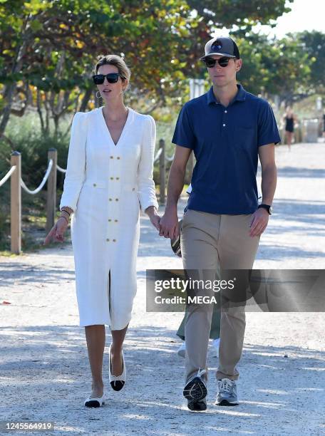 Ivanka Trump and Jared Kushner are seen out for a walk on December 10, 2022 in Miami, Florida.