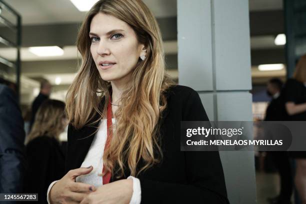 Eva Kaili attends the third day of the Delphi Economic Forum VII, at the European Cultural Centre of Delphi, on April 8, 2022. Menelaos Myrillas /...