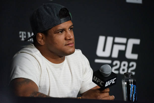 Gilbert Burns appears at the UFC 282 post-fight press conference on December 10 at the T-Mobile Arena in Las Vegas, NV.