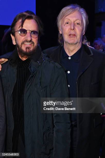 Sir Ringo Starr and Sir Paul McCartney attend the Disney Original Documentary's "If These Walls Could Sing" London Premiere at Abbey Road Studios on...