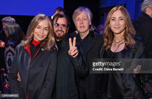 Barbara Bach, Sir Ringo Starr, Sir Paul McCartney and Nancy Shevell attend the Disney Original Documentary's "If These Walls Could Sing" London...