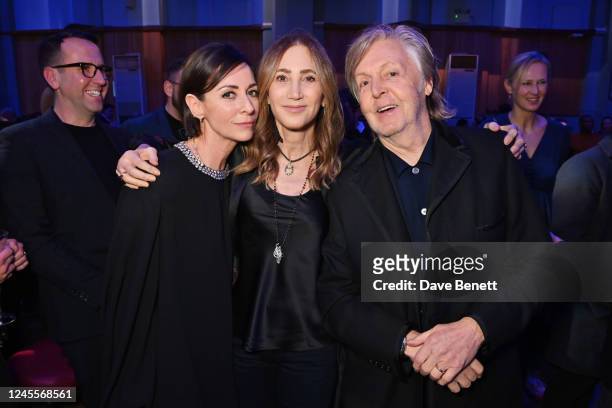 Mary McCartney, Nancy Shevell and Sir Paul McCartney attend the Disney Original Documentary's "If These Walls Could Sing" London Premiere at Abbey...