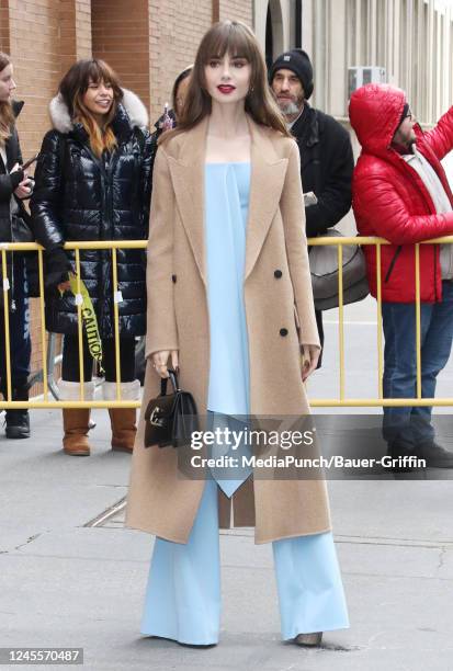 Lily Collins is seen on December 12, 2022 in New York City.