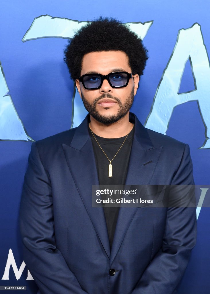 The Weeknd at the premiere of "Avatar: The Way of Water" held at the