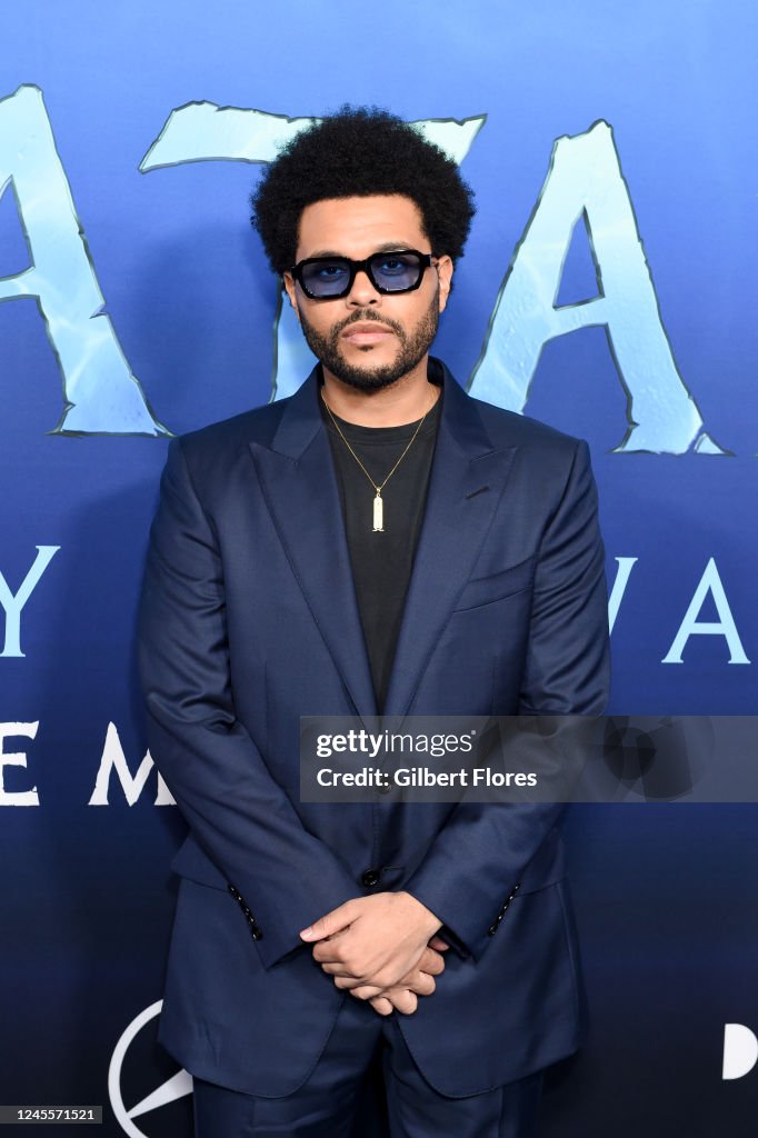 The Weeknd at the premiere of "Avatar: The Way of Water" held at the