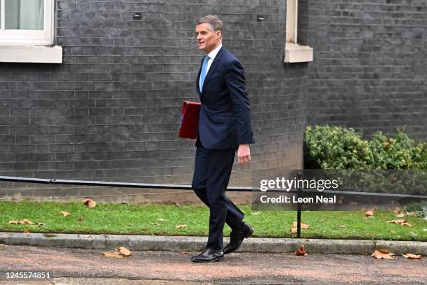 Transport Secretary Mark Harper arrives in Downing Street ahead of a Cabinet meeting at 10 Downing Street on December 13, 2022 in London, England.