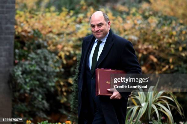 Defence Secretary Ben Wallace arrives in Downing Street ahead of a Cabinet meeting at 10 Downing Street on December 13, 2022 in London, England.