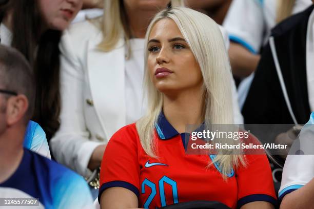 Rebecca Cooke, girlfriend of Phil Foden at the FIFA World Cup Qatar 2022 quarter final match between England and France at Al Bayt Stadium on...