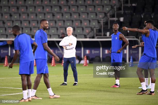 Eduardo CAMAVINGA - Didier DESCHAMPS during the French Team Football - Training session on December 13, 2022 in Doha, Qatar.