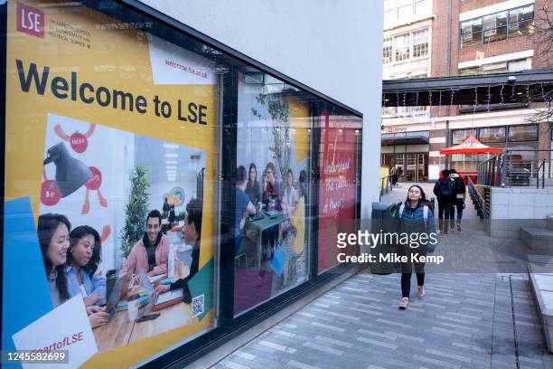 Students around the campus of the LSE London School of Economics on 6th December 2022 in London, United Kingdom. The London School of Economics and...