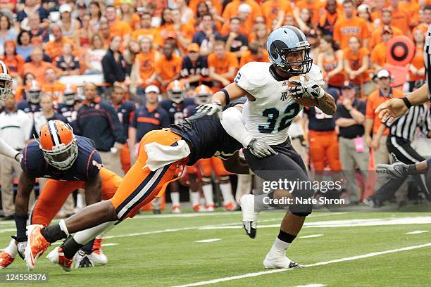Travis Hurd of the Rhode Island Rams runs the ball during the game against the Syracuse Orange on September 10, 2011 at the Carrier Dome in Syracuse,...