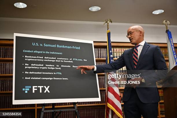 Attorney for the Southern District of New York, Damian Williams, holds a press conference to announce the indictment of Samuel Bankman-Fried, founder...