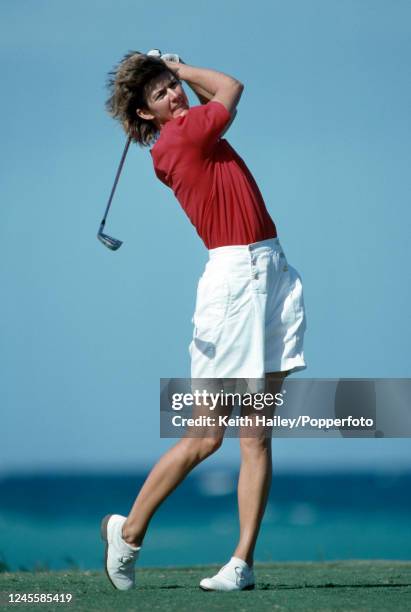 Beth Daniel of the United States plays an iron shot off the tee during the Jamaica Classic at the Tryall Club in Montego Bay, Jamaica, circa January...