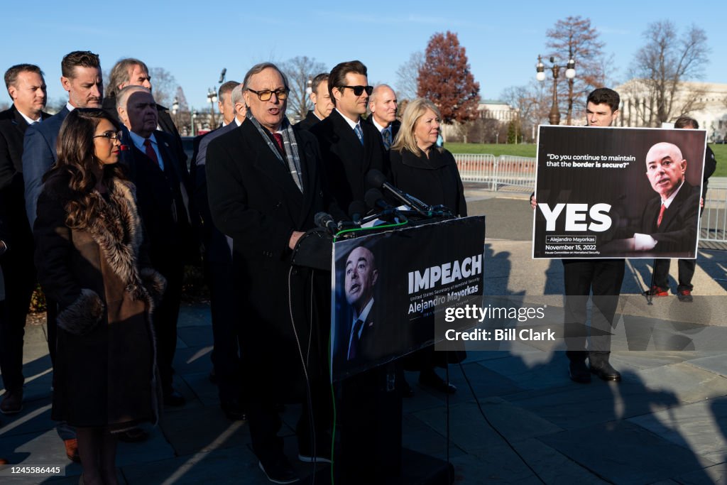 Rep Conference Rep. Andy Biggs, R-Ariz., speaks during a news conference to call for ...