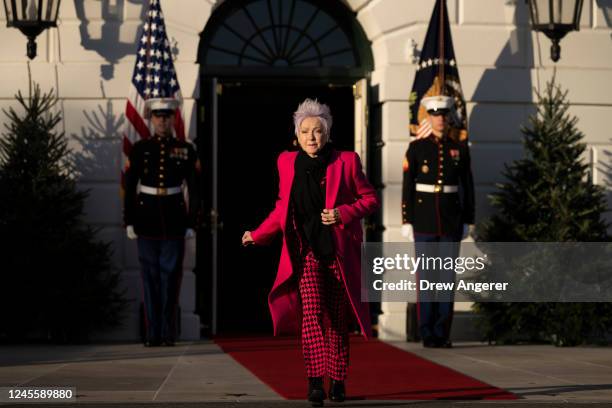 Cyndi Lauper arrives to perform during a bill signing ceremony for the Respect for Marriage Act on the South Lawn of the White House December 13,...