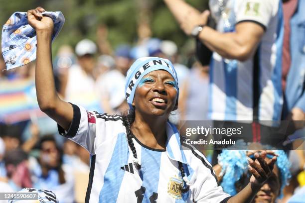 Argentines celebrate victory as Argentina qualified for 2022 FIFA World Cup final after beating Croatia during the FIFA World Cup Qatar 2022...