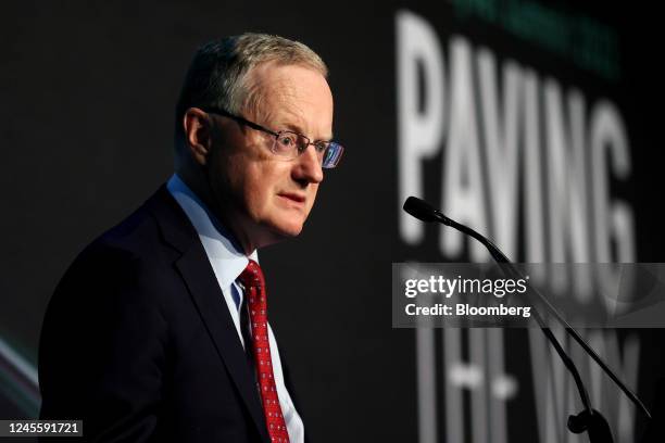 Philip Lowe, governor of the Reserve Bank of Australia , speaks during the Australian Payments Network Summit in Sydney, Australia, on Wednesday,...