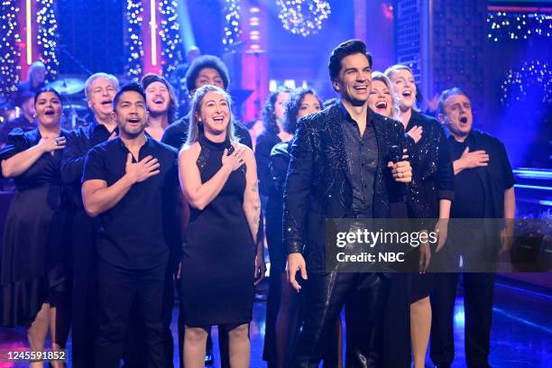 Episode 1764 -- Pictured: The cast of A Beautiful Noise: The Neil Diamond Musical perform as musical guest on Monday, December 12, 2022 --