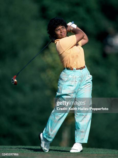 Tiru Fernando of Sri Lanka drives off the tee during the Variety Club Celebrity Classic at the Calcot Park Golf Club in Reading, England, circa...