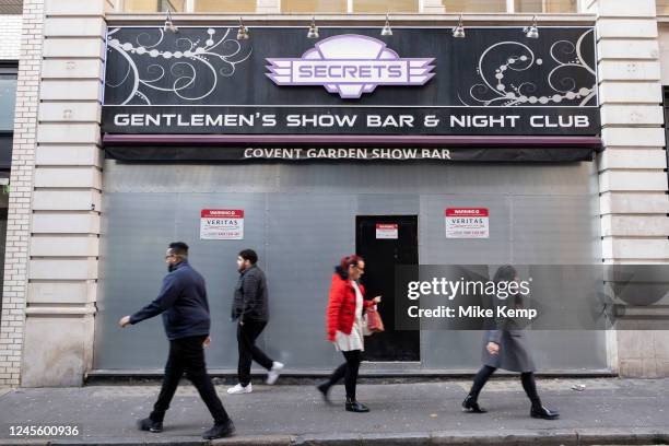Closed down Secrets gentlemen's show bar and night club on 6th December 2022 in London, United Kingdom. Things have been difficult for small...