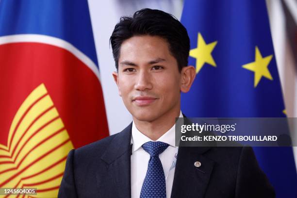 Prince Abdul Mateen of Brunei poses as he arrives at the EU-ASEAN summit at the European Council headquarters in Brussels on December 14, 2022. - EU...