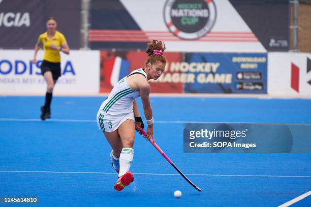 Sarah McAuley of Ireland seen in action during the FIH Hockey Womens Nations Cup Spain 2022 at Poliesportiu Municipal Verge del Carme. .