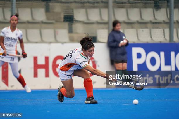 Udita Udita of India seen in action during the FIH Hockey Womenís Nations Cup Spain 2022 at Poliesportiu Municipal Verge del Carme. .