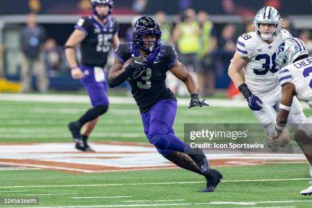 Horned Frogs running back Emari Demercado runs up field during the Big 12 Championship game between the Kansas State Wildcats and TCU Horned Frogs on...