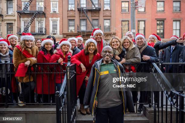 Jenna Bush Hager, Sheinelle Jones, Hoda Kotb, Craig Melvin, Savannah Guthrie, and other TODAY staff surprise Al Roker, singing christmas songs and...