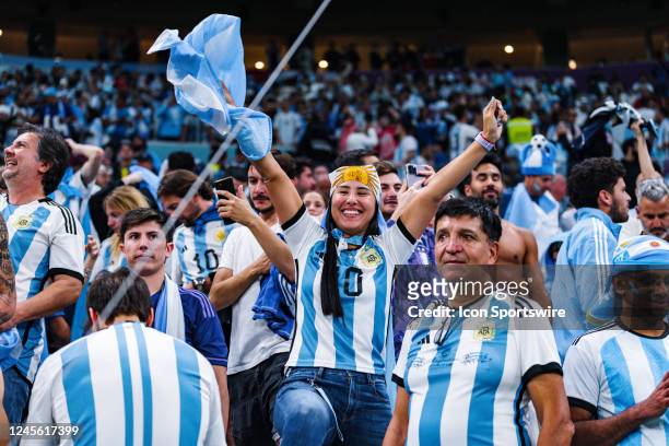 Argentina fan celebrates Argentinas win after the Semifinal match of the 2022 FIFA World Cup in Qatar between Croatia and Argentina on December 13 at...