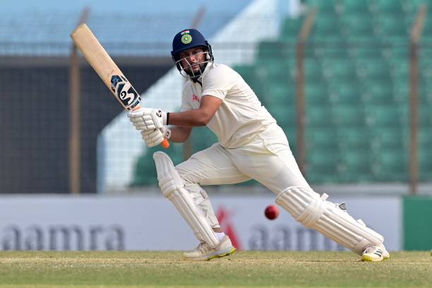 Indias Kuldeep Yadav plays a shot during the second day of the first cricket Test match between Bangladesh and India at the Zahur Ahmed Chowdhury...